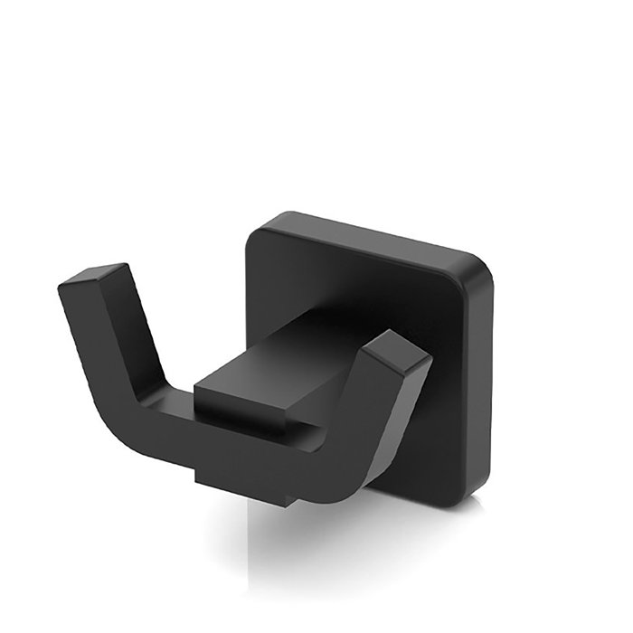 Belfry Bathroom Aluminium 2 Hook Towel Hanger Matte Black Bath Accessories Wall Mount No Rust